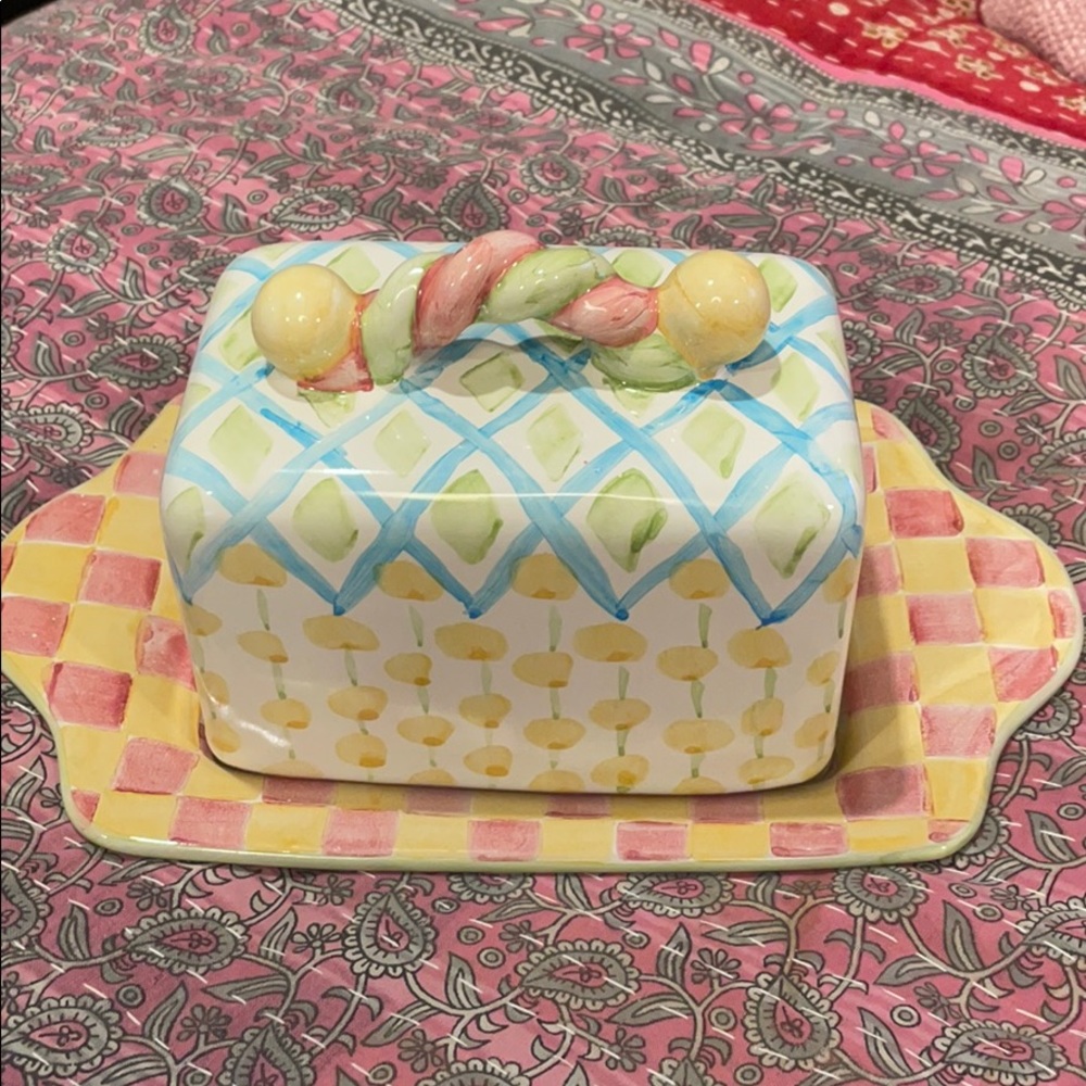 NWT MACKENZIE CHILDS CERAMIC BUTTER DISH